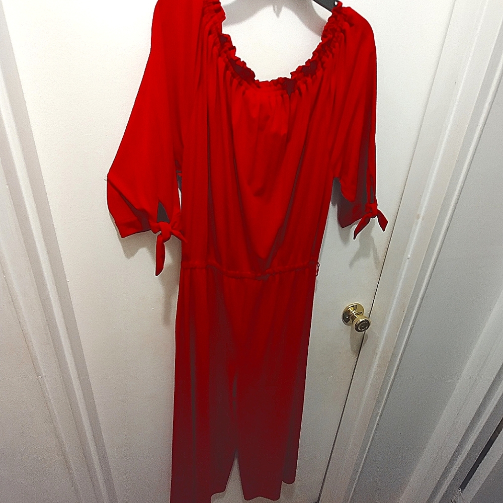 Ralph Lauren, large sized, red pull over pants suit. 93% viscose material.